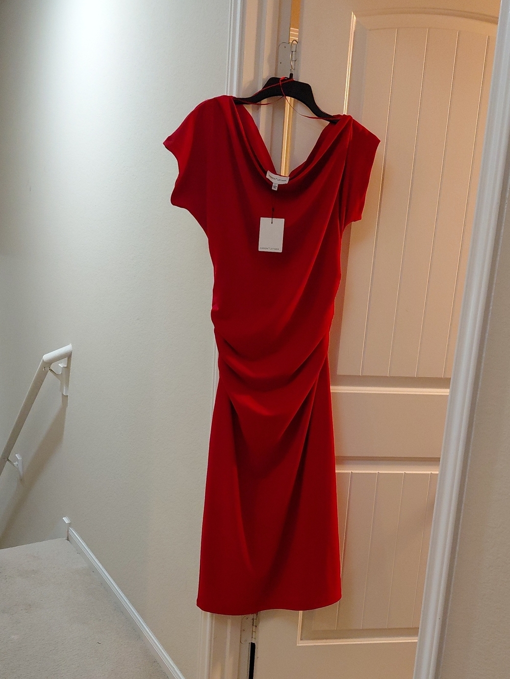Elegant Red Draped Women's Dress